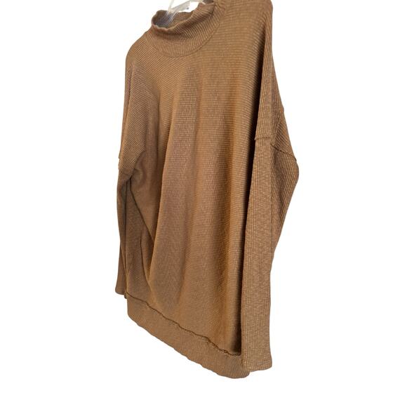 Free People We The Free Casey Ribbed Mock-Neck Tunic Dress in Tiger Eye Size M - Picture 2 of 6